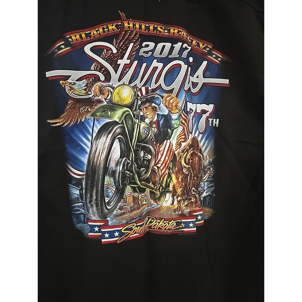 Sturgis 2017 Black Hills Rally 77th Anniversary Sleeveless Biker Shirt Black XL - Picture 8 of 16
